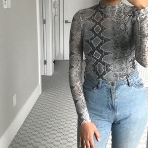 Snake print sheer crop top
